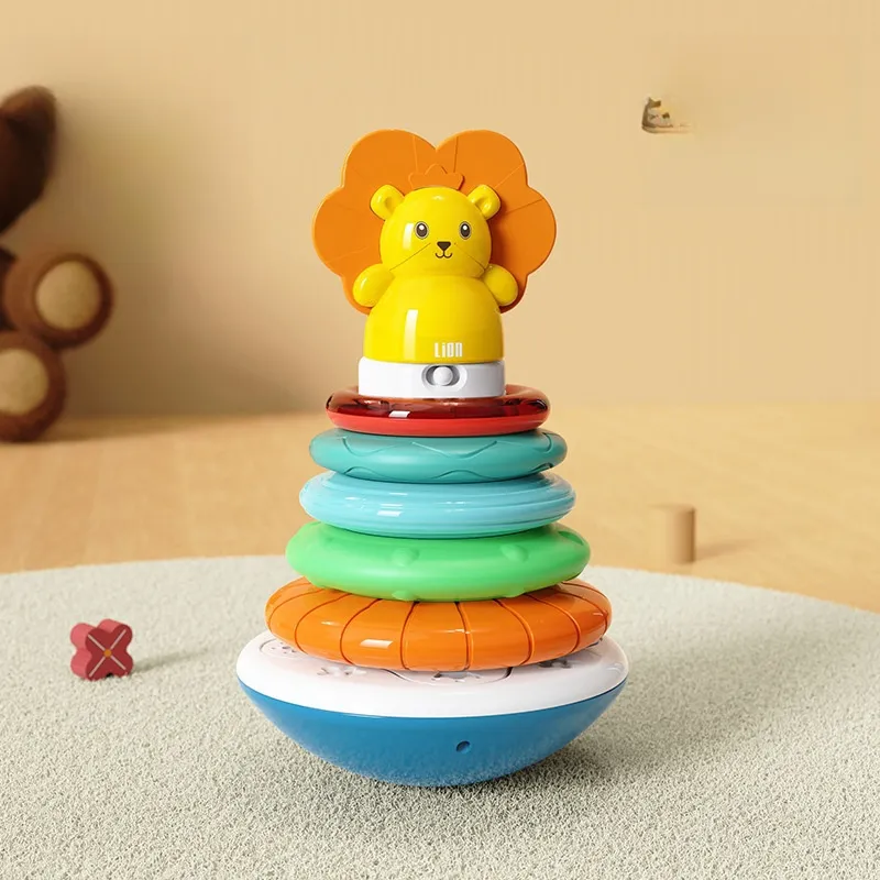 Kinder Kleur Cognitie Puzzel Regenboog Stapelen Vreugde Baby Olifant Stapelen Speelgoed Vroege Educatie Leuke Ring Raadsel Speelgoed