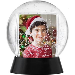 Neil Enterprises Inc. Globe élégant en verre à 2 photos Base noire Sphère à neige Design - Product Image 2