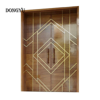 Porte d'entrée extérieure de sécurité en aluminium à motif arabe, découpée au laser, avec vitrage latéral en métal – Offre Spéciale