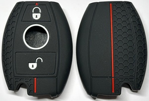 Housse de clé de <span class=keywords><strong>voiture</strong></span> en silicone à texture nid d'abeille, antidérapante, antichoc, avec bande rouge, compatible avec Nissan - Product Image 5