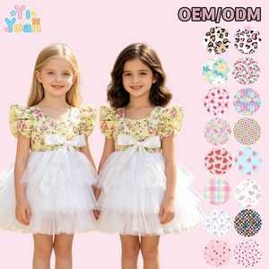 Vestido de Tutú con Mangas con Volantes Florales para Niña, Decoración con Lazo de Satén, Falda de Tul Blanco Esponjoso para Cumpleaños, Bodas, Fiestas, Personalizado OEM - Product Image 1