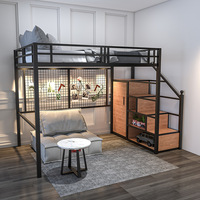 Lit superposé en fer forgé de style nordique, simple/double, multifonctionnel pour les petites chambres