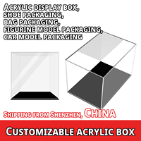 Vitrine de présentation moderne personnalisable en acrylique transparent, avec couvercle anti-poussière, panneaux de 5 mm d'épaisseur, montage facile pour figurines et marchandises de bureau