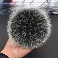 Pompons en fourrure de renard véritable multicolores - Rouge, bleu brumeux et kaki, boules de fourrure moelleuses