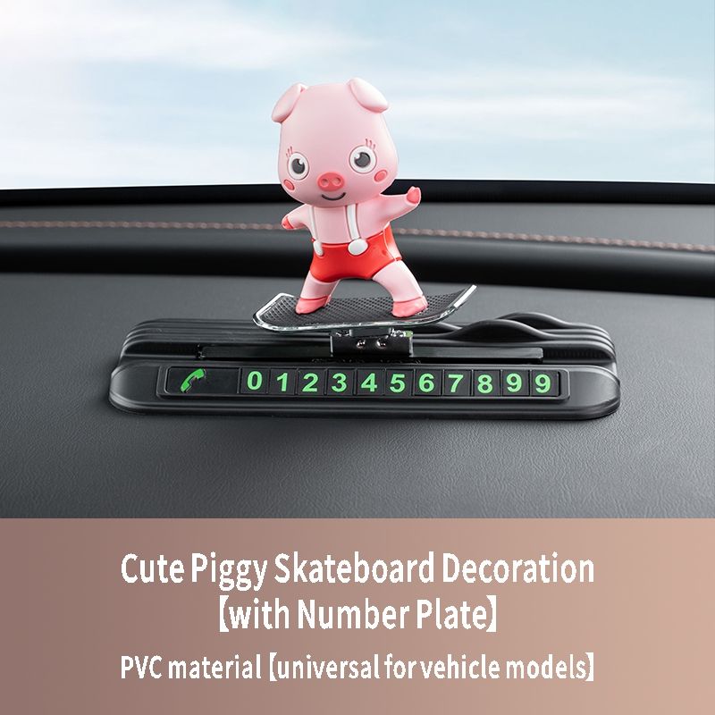 Cute pig skateboard ornaments-with number plate