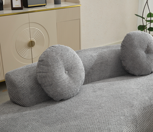 108.3" Sectional <b>Foam</b> Couch Curved <b>Sofa</b> Chaise Lounge Modular Convertible Hotel Set Upholstered Beige Modern Living - Product Image 2