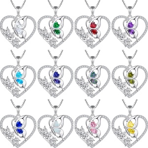 Collier pendentif en argent sterling S925 de luxe avec zircone cubique en forme de cœur, rose et papillon, fabrication directe <span class=keywords><strong>d</strong></span>'usine SPJ, OEM ODM, pour anniversaire - Product Image 1