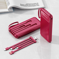 Batterie externe portable 10000 mAh avec logo OEM, affichage numérique réel, câble intégré, design transparent, capacité réelle, électronique grand public