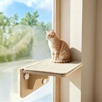 Hamac mural suspendu pour chat en bois massif, pour fenêtre ou baie vitrée, avec ventouses, plateforme d'escalade pour chat, arbre à chat en carton