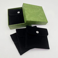 Pochette classique noire en velours double face avec bouton-pression pour bijoux, bagues, boucles d'oreilles, colliers – Meilleure vente