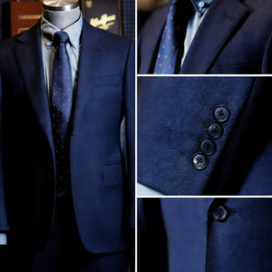 Costume sur mesure de haute qualité pour <span class=keywords><strong>homme</strong></span>, <span class=keywords><strong>bleu</strong></span> <span class=keywords><strong>marine</strong></span>, col à revers, en <span class=keywords><strong>laine</strong></span>, tissu en <span class=keywords><strong>laine</strong></span> de qualité supérieure, coupe ajustée, <span class=keywords><strong>blazer</strong></span> pour événements formels - Product Image 2