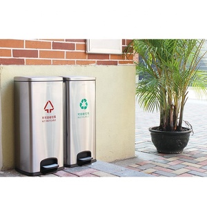GNF 60L Business Stainless Steel Recycle Dustbin 2 Compartments Pedal <strong>Bin</strong> <strong>Kitchen</strong> <strong>Compost</strong> <strong>Bins</strong> - Product Image 6
