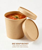 Seau à nourriture chaude jetable en papier pour traiteur, 8-32 oz, simple paroi, recyclable, en carton kraft blanc, pour bouillie et soupe, en vrac