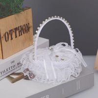 Boîte à bague de fiançailles élégante en dentelle blanche avec fleur artificielle pour cérémonie et décoration de mariage