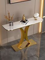 Table console d'entrée en marbre de luxe légère et dorée Table console moderne pour couloir de salle à manger Meubles de salon