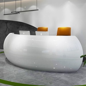Q028 Nửa Vòng Bàn Làm Việc Logo Lớn Không Gian Làm Việc Spa Công Ty Thanh Cửa Hàng Truy Cập Tùy Chỉnh Chất Lượng Cao <span class=keywords><strong>U</strong></span> Hình Dạng Bàn Tiếp Tân - Product Image 4