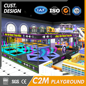 Overdekte, levendige trampolinepark met meerdere niveaus, speeltuin voor kinderen met glijbaan en ballenbak voor commerciële attractieparken - Product Image 4