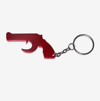 Décapsuleur porte-clés personnalisé en forme de pistolet, cadeau promotionnel, logo gravé, en métal, pour camping, fête, nouveauté