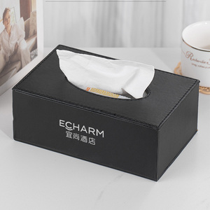 Caja de pañuelos de cuero para Hotel, logotipo personalizado, elegante soporte de pañuelos de lujo para sala de estar, baño, restaurante, oficina, uso comercial - Product Image 4