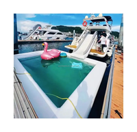 Piscine flottante portable pour la mer, yacht gonflable avec quai flottant et filet de sécurité, piscine marine gonflable