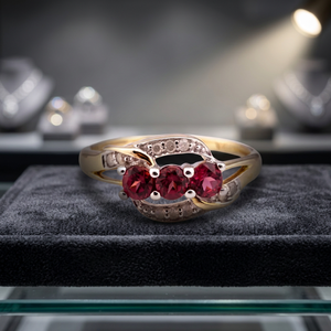Extra Grade 14K Gold Plated Sterling <b>Silver</b> <b>Garnet</b> <b>Ring</b> Vintage Style for Women Wedding Party Occasions Thailand Factory Price - Product Image 2