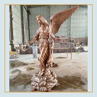 Statue d'ange de Bethléem en bronze coulé en silicone de grande taille pour l'extérieur, fontaine d'eau, sculpture personnalisée en usine