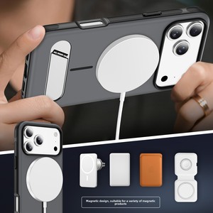 Coque magnétique pour <span class=keywords><strong>iPhone</strong></span> 17 avec support magnétique, étui de téléphone portable en TPU mat pour 17/16, couleur unie, antichute - Product Image 2