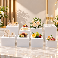 Ensemble de présentoirs cubes en acrylique blanc, supports de buffet emboîtables à fond creux pour la restauration, les bijoux et les aliments