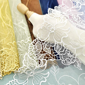 Nuevo Encaje Elástico con Adornos, Encaje Bordado con Diseños Florales, Encaje de Tela <span class=keywords><strong>Rosa</strong></span> para Decoración de Vestidos de Noche - Product Image 2