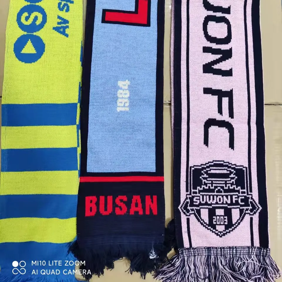 Custom festival national long knit soccer team jacquard woven Football Fan Scarf acrylic scarves for sports match