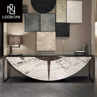 Entrée de salon de luxe personnalisée en marbre naturel table console semi-circulaire longue et étroite pour la maison