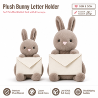 Porte-lettres Lapin en Peluche avec Enveloppe, Poupée Lapin Grise Douce en Peluche, Support pour Cartes Photo, Vente en Gros OEM ODM