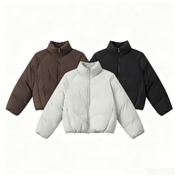 Blouson matelassé zippé 100 % nylon enduit pour homme et jeune homme, style coréen décontracté, col montant, coupe courte ample, hydrofuge et respirant