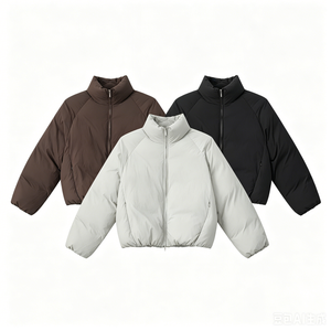 Chaqueta Acolchada <span class=keywords><strong>de</strong></span> Nylon 100% para Hombre Joven, Estilo Urbano Coreano, Cuello Alto, Diseño Corto Holgado, Logotipo Personalizado OEM/ODM - Product Image 2