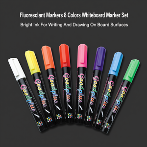 Pennarelli fluorescenti Set di pennarelli per lavagna bianca da 8 colori Inchiostro brillante per scrivere e disegnare su superfici di lavagne - Product Image 3