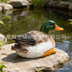 Sculptures de canards mallards en résine résistantes aux intempéries, ornements de jardin pour la décoration de bassin extérieur - Product Image 4