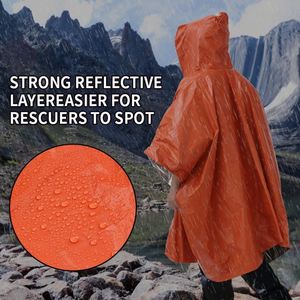 Outdoor Survival Camping Reusable Mylar Thermal Blanket Rain <b>Poncho</b> Portable Raincoat Manufacturer for Promotion Custom - Product Image 2
