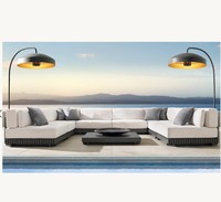 Ensemble de canapés modulaires en aluminium imperméable pour l'extérieur avec coussins confortables, chaise longue de jardin et table basse