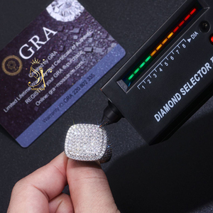 Nuovo arrivo gioielli in stile Hip Hop per gli <span class=keywords><strong>uomini</strong></span> 925 in <span class=keywords><strong>argento</strong></span> Sterling VVS <span class=keywords><strong>D</strong></span> Color rombi ghiacciato anello a grappolo anello di lusso Moissanite - Product Image 2