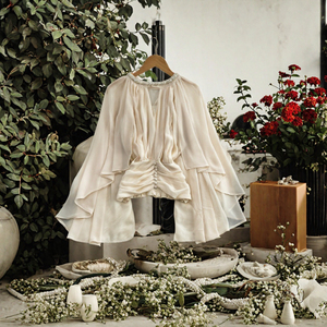 Nouvelle Blouse en Chiffon Imprimée avec Col Perlé, Style Chic Français, Manches Convenues, Taille Froncée Élégante, Chemise Blanche – Collection Été 2026 (Vente en Gros) - Product Image 3