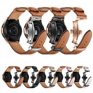 Tschick-Correa de cuero genuino de 20mm y 22mm para <span class=keywords><strong>reloj</strong></span> inteligente Samsung Galaxy Active2, correa de hebilla de mariposa para <span class=keywords><strong>reloj</strong></span> inteligente <span class=keywords><strong>Amazfit</strong></span> <span class=keywords><strong>GTS</strong></span> Gear S3 de 42mm - Product Image 1