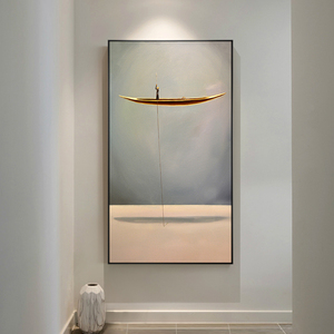 Nouveau Style Chinois Doré Naturel pour <span class=keywords><strong>Bateau</strong></span> Paysage Art Créatif Photos Nostalgiques toile mur photos bateaux de <span class=keywords><strong>peinture</strong></span> à l'huile - Product Image 1