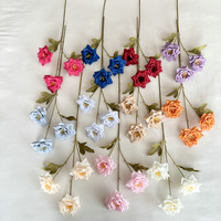 Vente en gros pas cher 3 têtes de fleurs artificielles de rose royale pour mariage