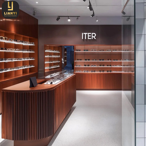 Retro <b>Sunglass</b> Shop Interior Design Dark Brown Wooden Optical Showcase Display Retail Floor Display Counter - Product Image 4