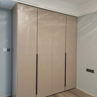 Armoire de rangement avec poignées, porte à charnières, style minimaliste, MDF blanc, dressing, style mid-century