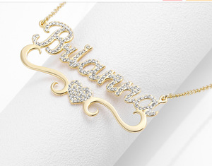 Collana con Nome <span class=keywords><strong>Personalizzato</strong></span> e Zirconi, Placcata in Oro 18K Sottovuoto, Acciaio Inossidabile Antiossidante, Gioiello <span class=keywords><strong>Personalizzato</strong></span>, <span class=keywords><strong>Regalo</strong></span> per <span class=keywords><strong>Mamma</strong></span>, <span class=keywords><strong>Regalo</strong></span> per Damigella - Product Image 3