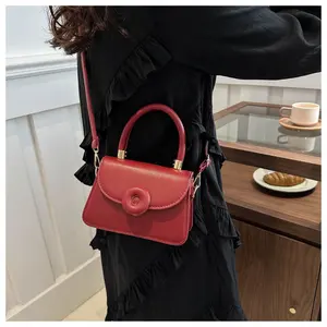 Wholesale Trending PU Leather Handbags Ladies Pure Color Messenger Bags Women Trapezium Bulk Shoulder Bag