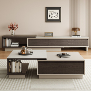 Table basse carrée rétractable haut de gamme de designer moderne combinaison de meuble <span class=keywords><strong>TV</strong></span> de luxe pour le salon de la maison - Product Image 1