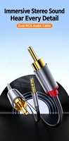 Câble audio stéréo professionnel 3,5 mm double RCA à paire torsadée, fiche plaquée or, anti-bruit, tressé en nylon pour haut-parleur et ordinateur portable