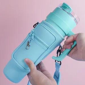 Adjustable Shoulder Strap Water Bottle Carrier Bag Neoprene Fabric Cup Sleeve with Water Bottle Holder - Product Image 3